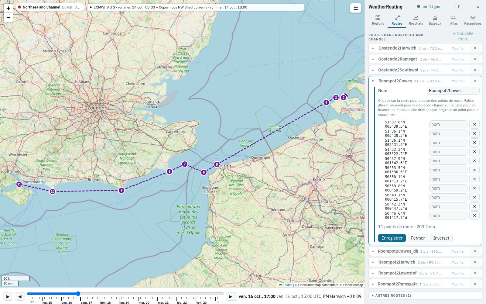 La route Roompot2Cowes ouverte dans l'éditeur