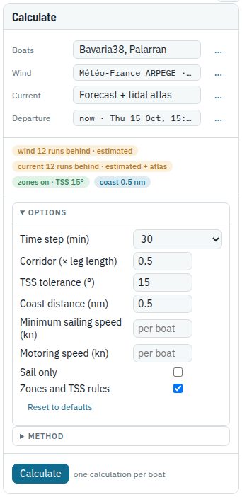 The Calculate card with the options open