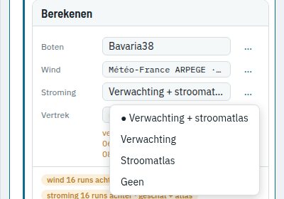 De keuze Stroming op de kaart Berekenen